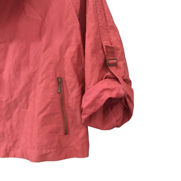 Cabi Coral Zip Front Lightweight Cropped Moto Jacket L Roll Tab Sleeves Pocket - Picture 6 of 10